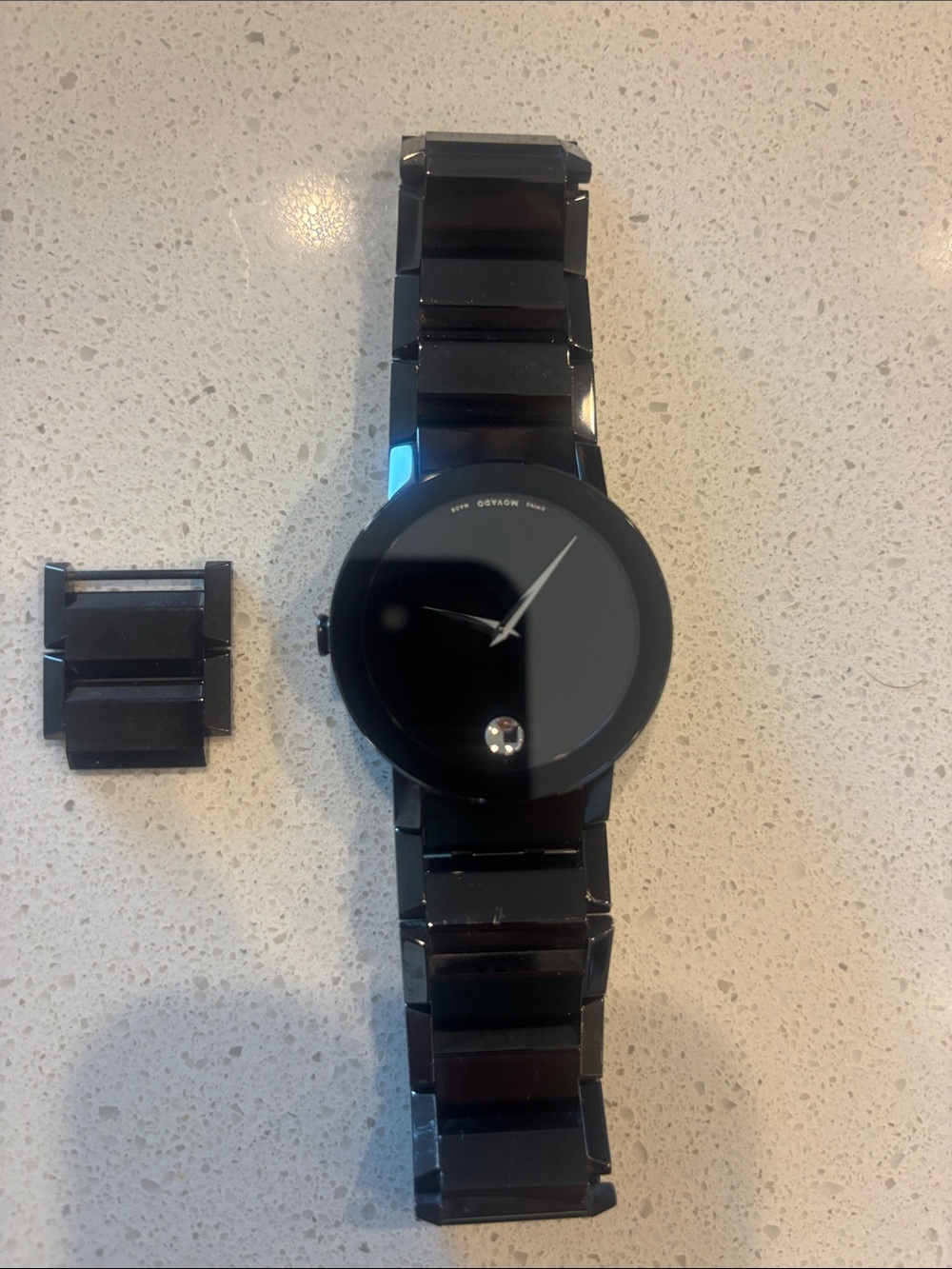 Movado Museum-style black PVD stainless-steel bracelet watch-quartz